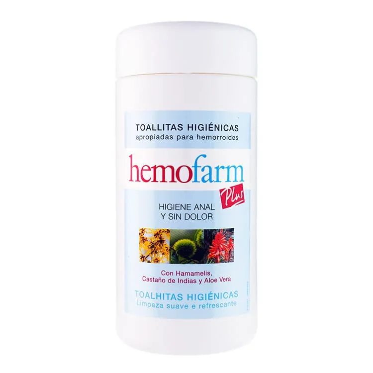 Hemofarm Plus Toallitas Bote, 60 Unidades Hemofarm-Plus-60-Toallitas-Higienicas