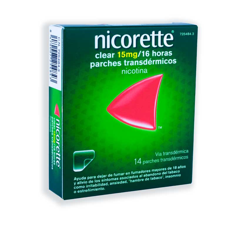 Nicorette Clear 15 mg / 16 horas, 14 Parches Nicorette Clear 14 parches