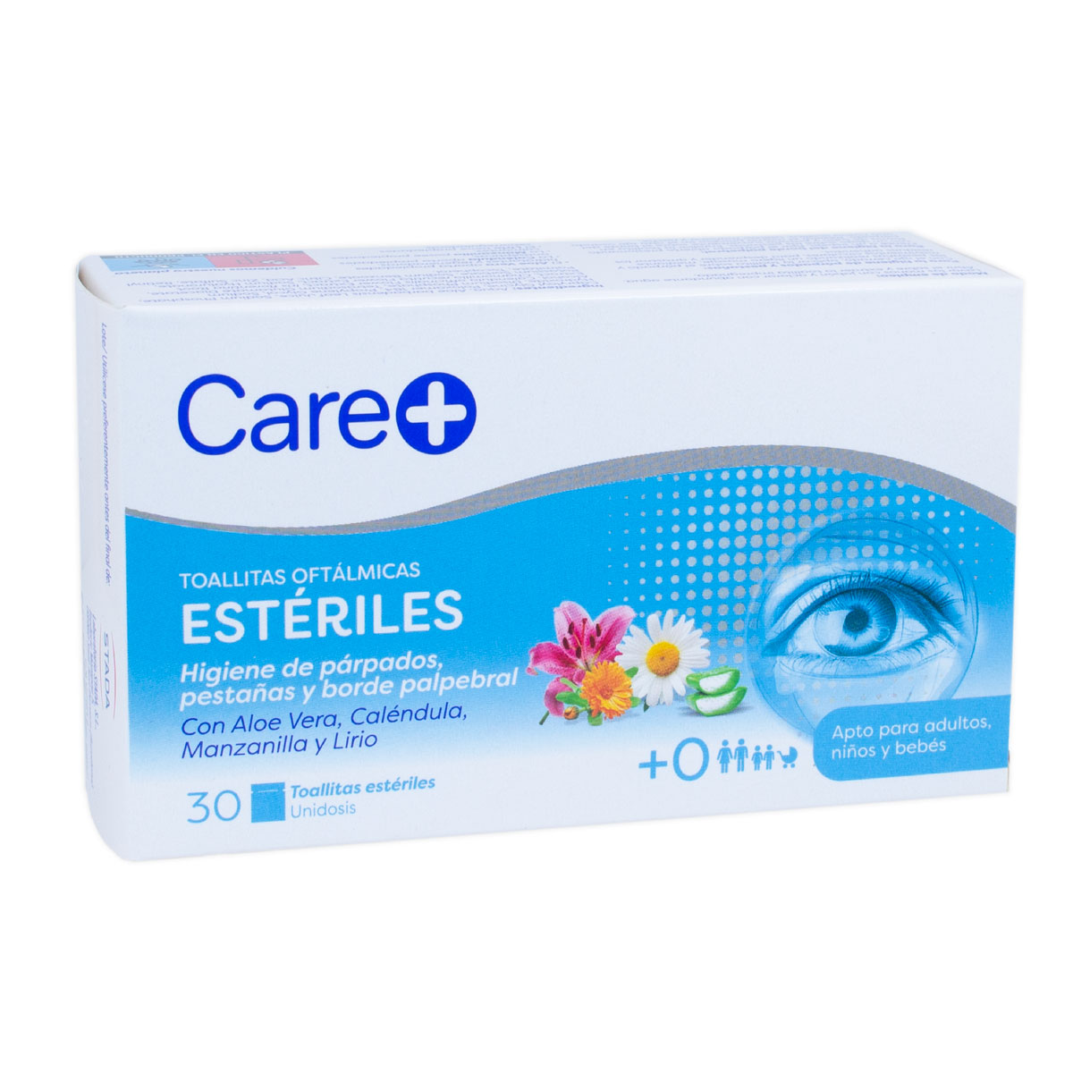 Care+ Eyes Toallitas Oftálmicas Estériles, 30 Unidades Care+ Eyes Toallitas Oftálmicas Estériles, 30 Unidades Toallitas para la higiene diaria de párpados, pestañas y borde palpebral. Limpian de manera delicada, sin irritar los ojos ni agredir la piel.