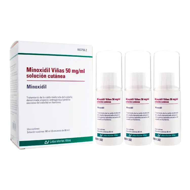 Minoxidil Viñas 50 mg/ml Solución Cutánea, 180 ml Minoxidil-Vinas-5-180-ml