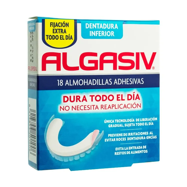 Algasiv Dentadura Inferior, 18 Almohadillas Adhesivas algasiv-dentadura-inferior-18-almohadillas-220004