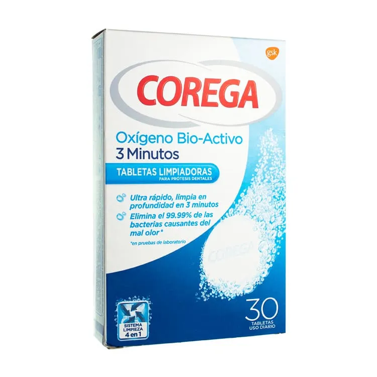 Corega Oxígeno Bio-Activo 3 Minutos, 30 Tabletas Limpiadoras corega-tabletas-limpiadoras-oxigeno-bio-activo-30-tabletas-349787