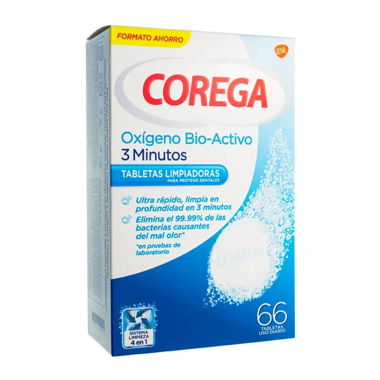 Corega Oxígeno Bio-Activo 3 Minutos, 66 Tabletas Limpiadoras corega-tabletas-limpiadoras-oxigeno-bio-activo-66-tabletas-349779