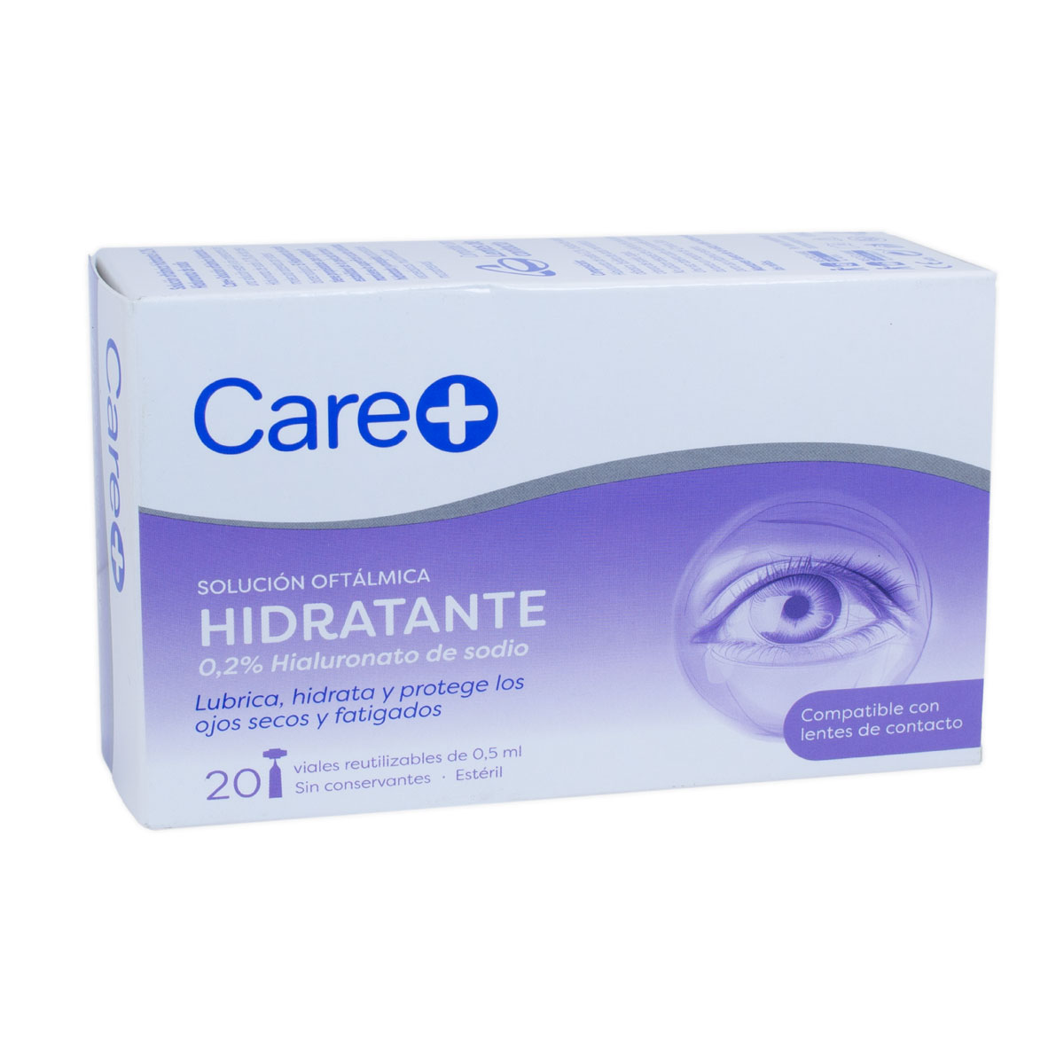 Care+ Eyes Solución Oftálmica Hidratante, 20 Viales Unidosis Care+ Eyes Solución Oftálmica Hidratante, 20 Viales Unidosis Protege, lubrica e hidrata el ojo seco y fatigado. Calma la irritación, la sequedad y la sensación de cuerpos extraños en los ojos.