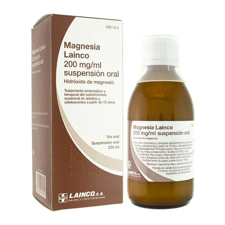 Magnesia Lainco 200 mg/ml Suspensión Oral, 220 ml Magnesia-Lainco-Suspension-Oral-220-ml
