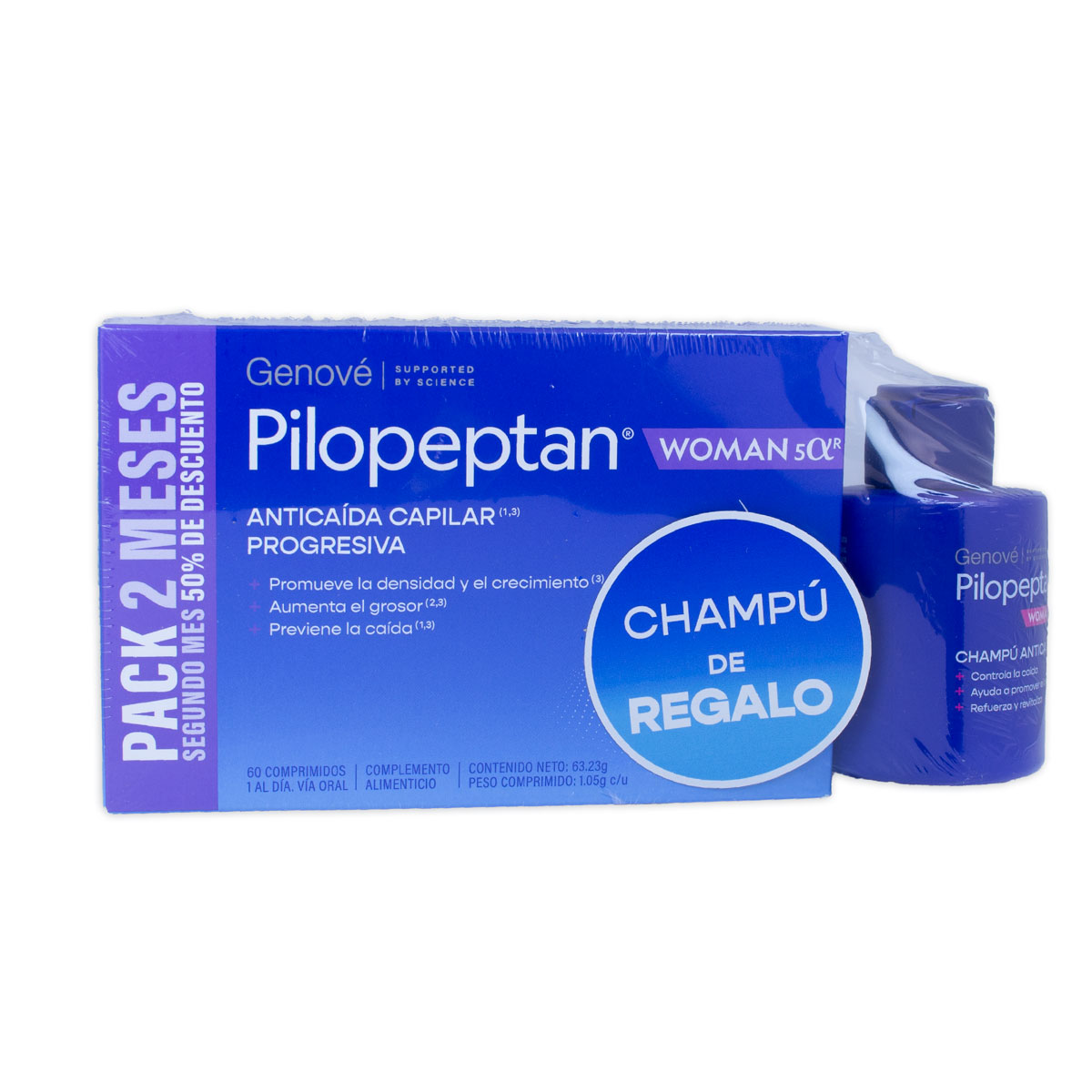 Pilopeptan Woman 5αR, 60 Comprimidos Pilopeptan Woman 5αR, 60 Comprimidos Frena la caída androgénica del cabello en la mujer. Elaborado con extractos de Serenoa repens y de Cucurbita pepo.