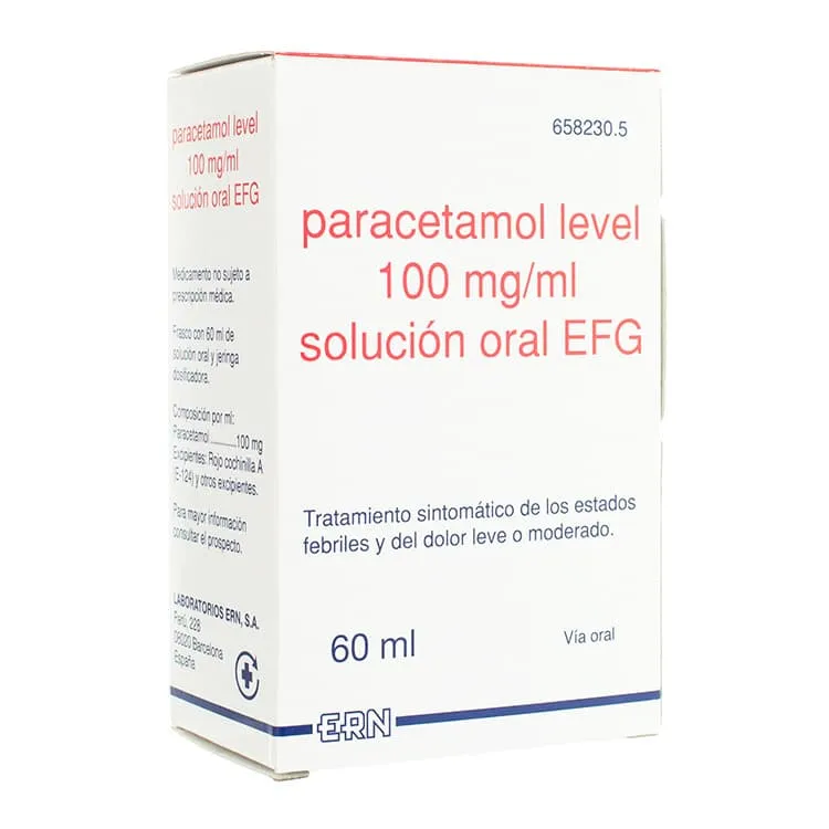 Paracetamol Level 100 mg/ml Solución Oral EFG, 60 ml Paracetamol-Level-Solucion-Oral-EFG-60-ml