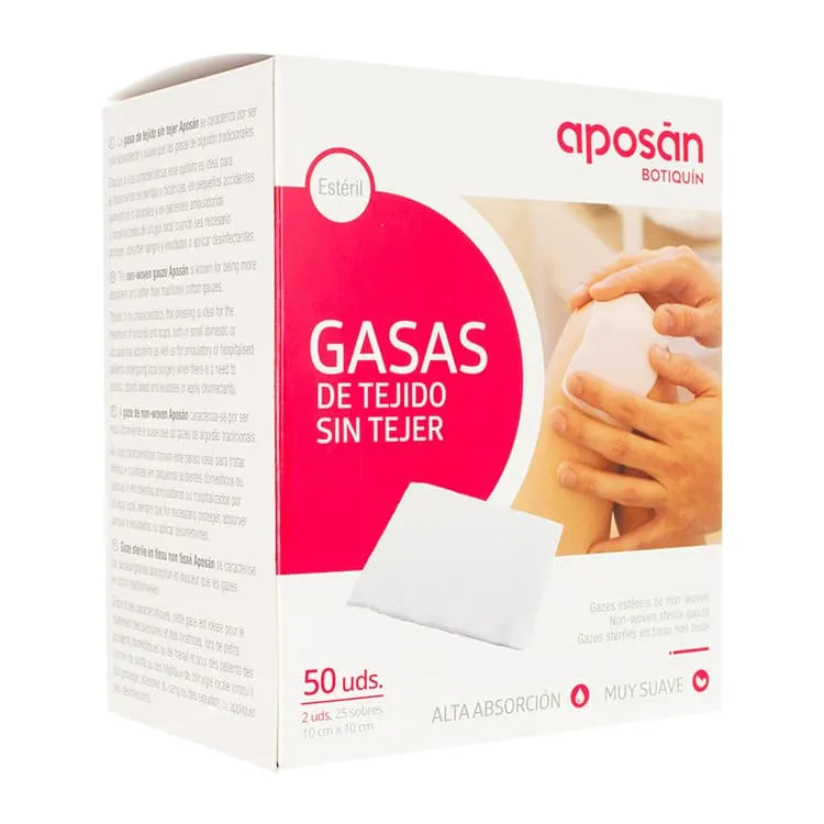 Aposán Gasas de Tejido sin Tejer 10x10 cm, 50 Unidades Aposan-Gasas-de-Tejido-Sin-Tejer-10x10-cm-50-Unidades