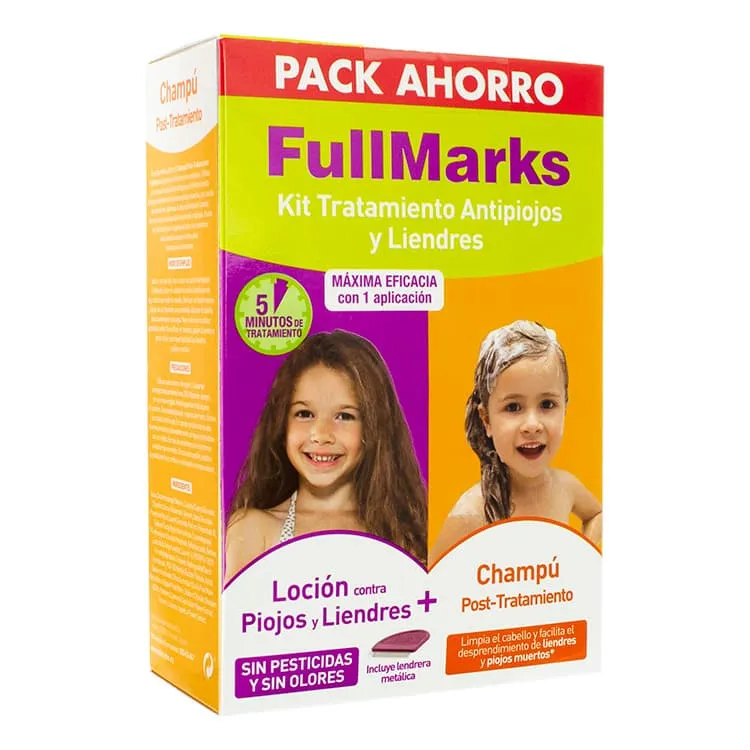 FullMarks Kit Tratamiento Antipiojos y Liendres: Loción, 100 ml + Champú, 150 ml FullMarks-Pack-Ahorro-Locion-Champu