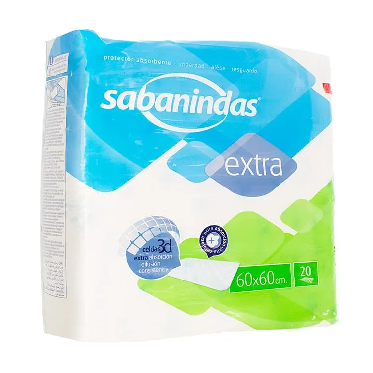 Sabanindas Extra Protector Absorbente 60x60 cm, 20 Unidades Sabanindas-Extra-Protector-Absorbente-60x60-cm-20-Unidades
