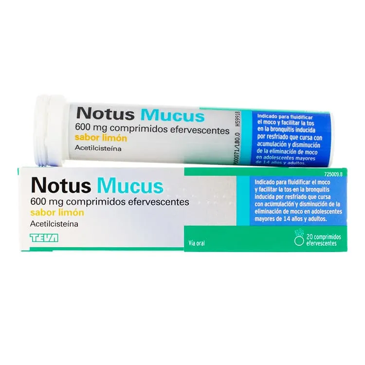Notus Mucus 600 mg, 20 Comprimidos Efervescentes Sabor Limón Notus-Mucus