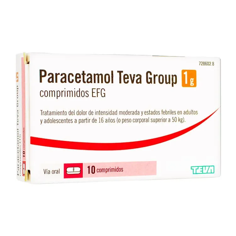 Paracetamol Teva Group 1 g EFG, 10 Comprimidos Paracetamol-Teva-Group-1g-Comprimidos