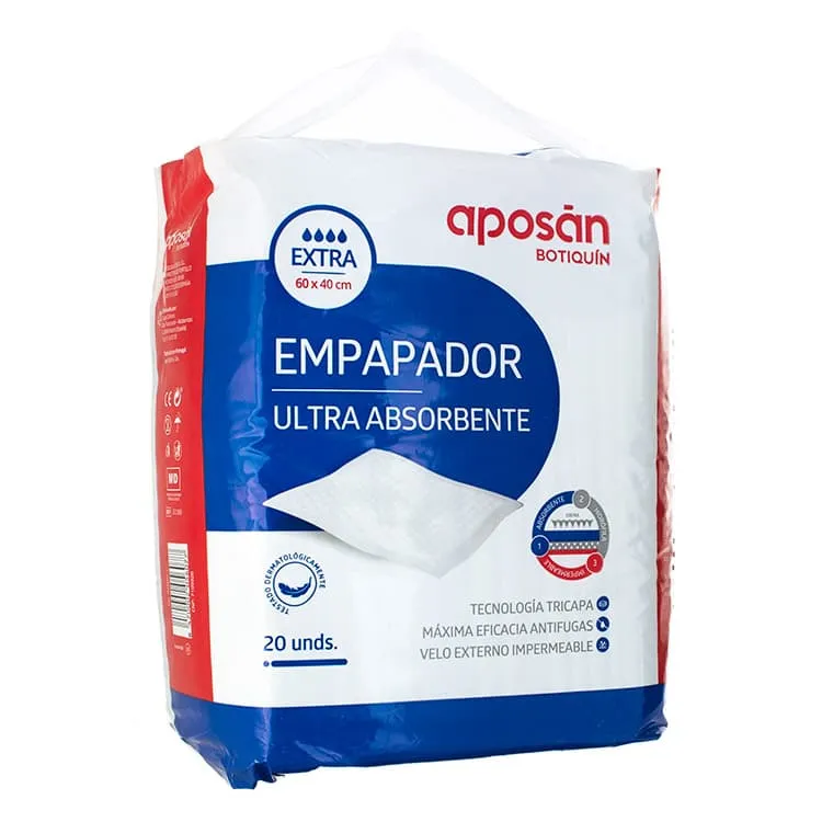 Aposán Botiquín Empapador Ultra Absorbente 60 x 40 cm, 20 Unidades Aposan-Empapador-60-x-40-20-uds
