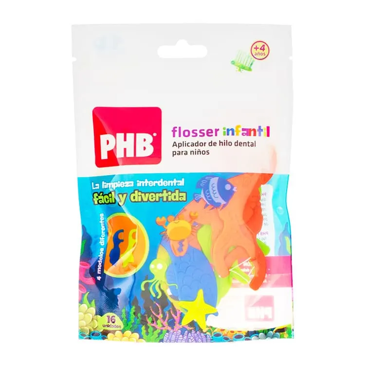 PHB Flosser Infantil Aplicador de Hilo Dental, 16 Unidades PHB-Flosser-Infantil-16-Unidades