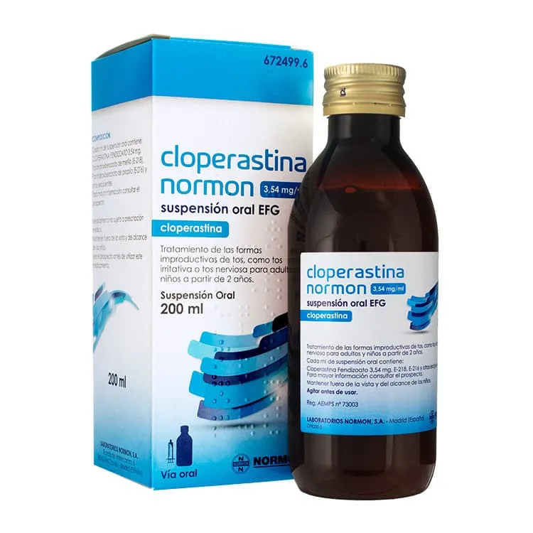 Cloperastina Normon 3,54 mg/ml Suspensión Oral EFG, 200 ml Cloperastina-Normon-3,54-mg-ml-Suspensión-Oral-EFG-200-ml-672499