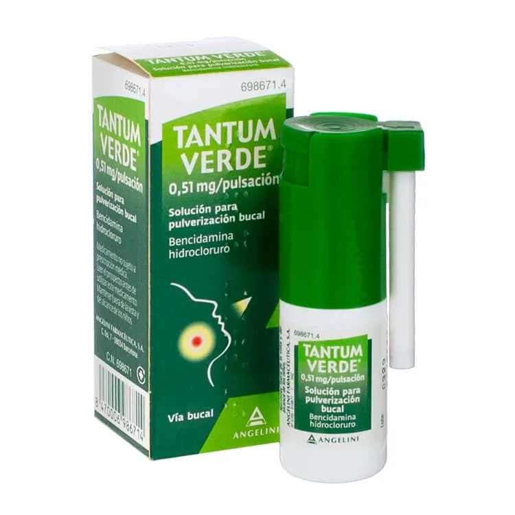 Tantum Verde 0,51 mg/Pulsación Solución para Pulverización Bucal, 15 ml Tantum-Verde-0,51-mg-Pulsacion-Solucion-para-Pulverizacion-Bucal-15-ml-698671