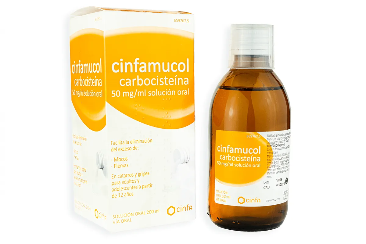 Cinfamucol Carbocisteína 50 mg/ml Solución Oral, 200 ml Cinfamucol Carbocisteína