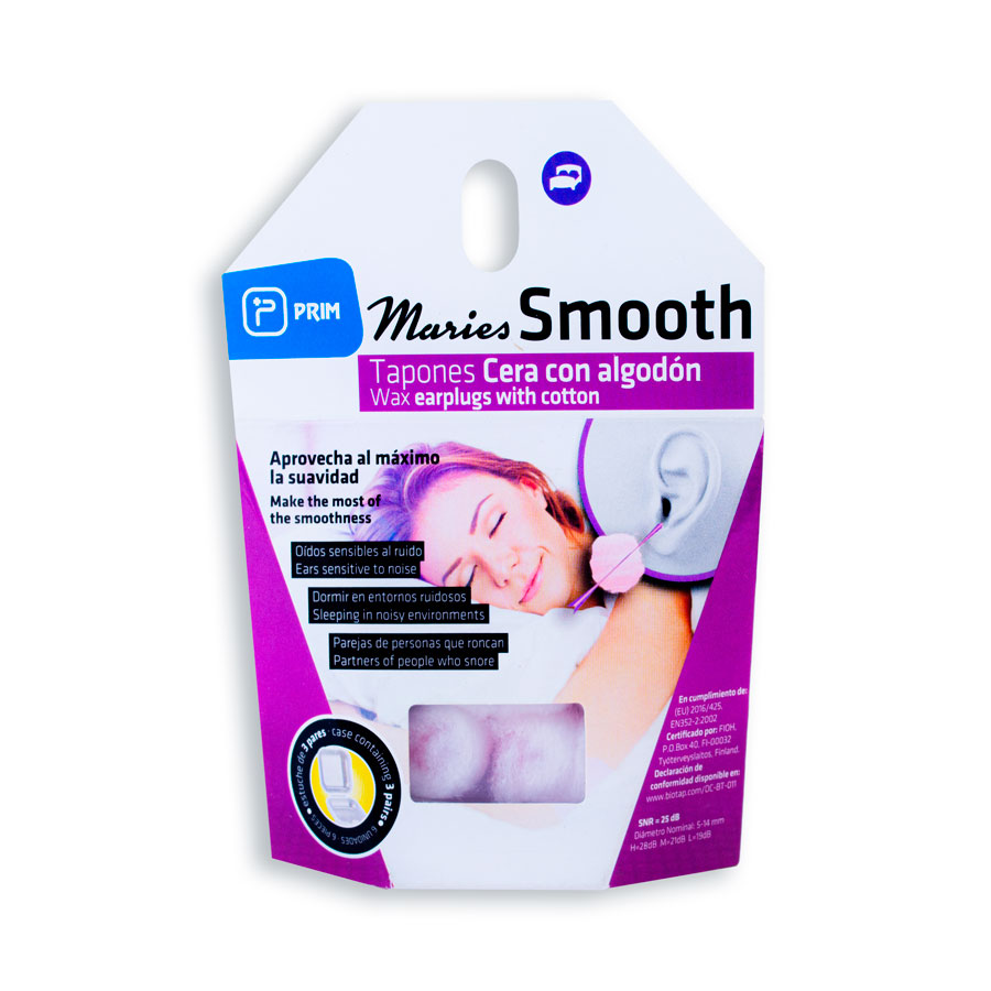 Maries Smooth Tapones de Cera con Algodón, 3 Pares (6 Tapones) Maries Smooth Tapones de cera